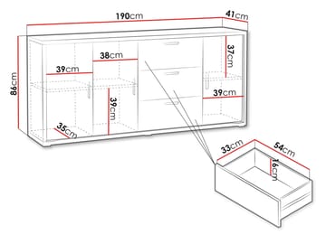 Veyricus Skjenk 190 cm - Oppbevaring - Oppbevaringsmøbler - Sideboard & skjenk
