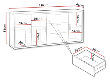Veyricus Skjenk 190 cm - Oppbevaring - Oppbevaringsmøbler - Sideboard & skjenk