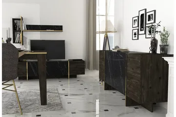 Veyron Møbelsett for Stue - Svart/Gull - Oppbevaring - Oppbevaringsmøbler - Møbelsett til stue