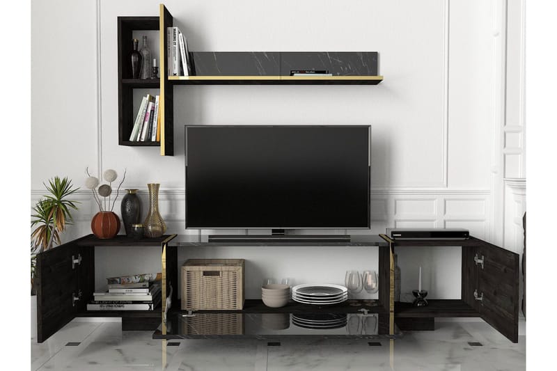 Veyron Møbelsett for Stue - Svart/Gull - Oppbevaring - Oppbevaringsmøbler - Møbelsett til stue