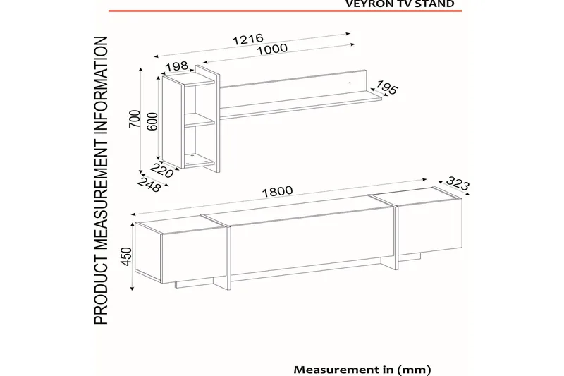 Veyron Møbelsett for Stue - Svart/Gull - Oppbevaring - Oppbevaringsmøbler - Møbelsett til stue
