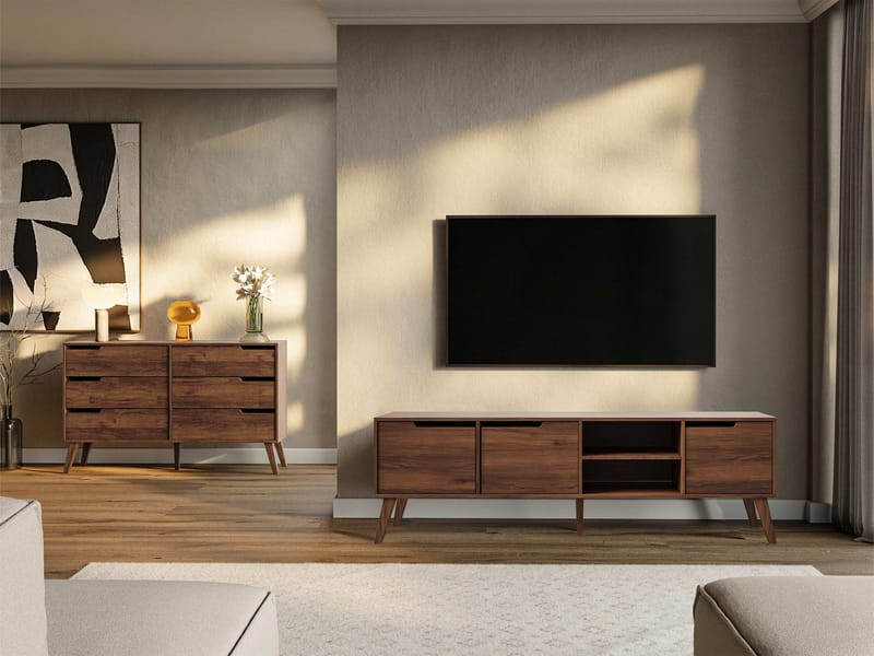 Virello møbelsett til stue - TV-benk og skjenk - brun - Oppbevaring - Oppbevaringsmøbler - Møbelsett til stue