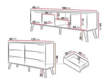 Virello møbelsett til stue - TV-benk og skjenk - brun - Oppbevaring - Oppbevaringsmøbler - Møbelsett til stue