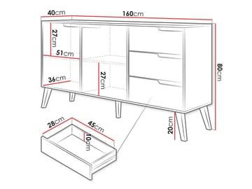 Virello skjenk 160 cm - beige - Oppbevaring - Oppbevaringsmøbler - Sideboard & skjenk