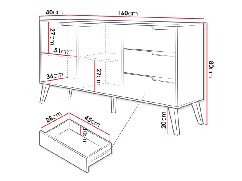 Virello skjenk 160 cm - brun - Oppbevaring - Oppbevaringsmøbler - Sideboard & skjenk
