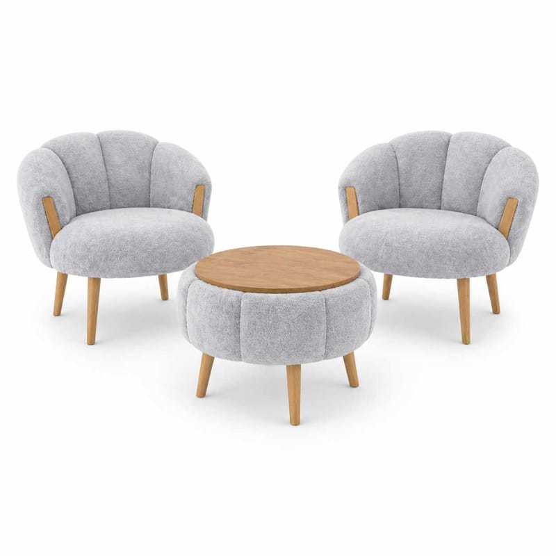 Wing Chair & Coffee Table Set (3 Pieces) Atelier Del Sofa