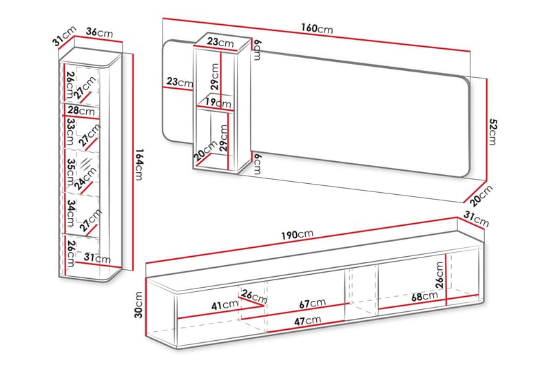 Zalricus Møbelsett for Stue - Beige - Oppbevaring - Oppbevaringsmøbler - Møbelsett til stue