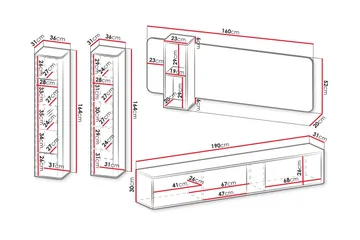 Zalricus Møbelsett for Stue - Beige - Oppbevaring - Oppbevaringsmøbler - Møbelsett til stue
