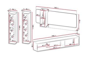 Zalricus Møbelsett for Stue - Beige - Oppbevaring - Oppbevaringsmøbler - Møbelsett til stue