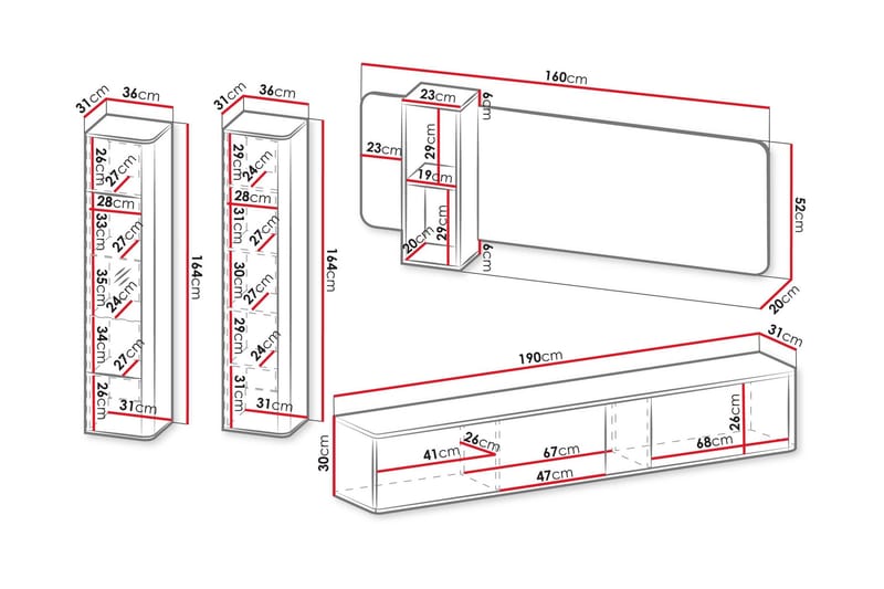 Zalricus Møbelsett for Stue - Beige - Oppbevaring - Oppbevaringsmøbler - Møbelsett til stue