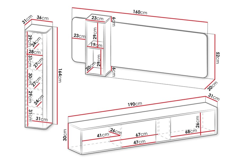 Zalricus Møbelsett for Stue - Beige - Oppbevaring - Oppbevaringsmøbler - Møbelsett til stue