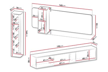Zalricus Møbelsett for Stue - Beige - Oppbevaring - Oppbevaringsmøbler - Møbelsett til stue