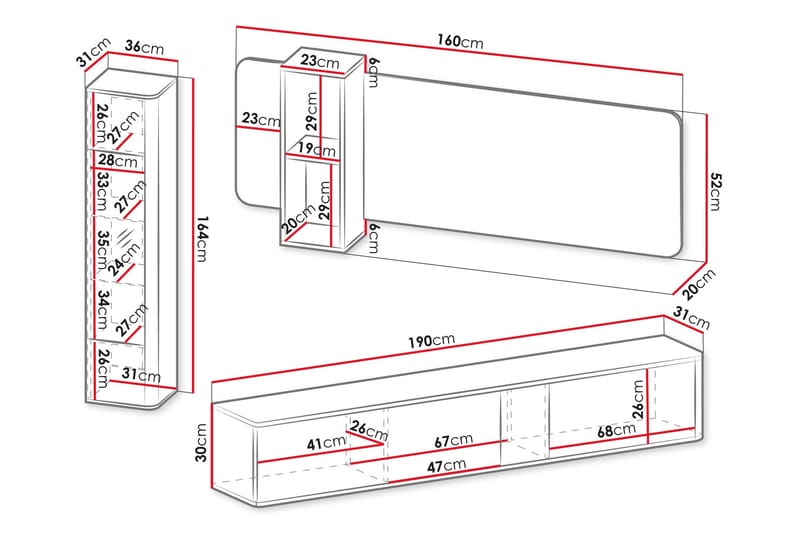 Zalricus Møbelsett for Stue - Beige - Oppbevaring - Oppbevaringsmøbler - Møbelsett til stue