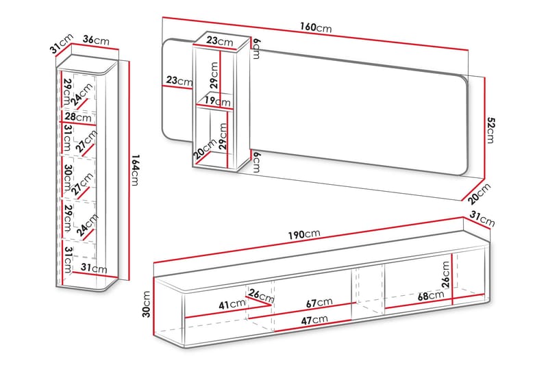 Zalricus Møbelsett for Stue - Beige - Oppbevaring - Oppbevaringsmøbler - Møbelsett til stue