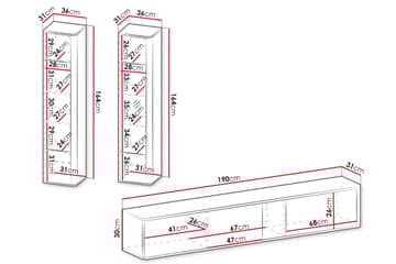 Zalricus Møbelsett for Stue - Beige - Oppbevaring - Oppbevaringsmøbler - Møbelsett til stue