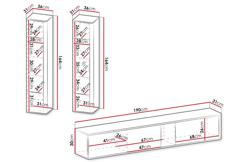 Zalricus Møbelsett for Stue - Beige - Oppbevaring - Oppbevaringsmøbler - Møbelsett til stue