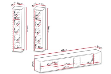 Zalricus Møbelsett for Stue - Beige - Oppbevaring - Oppbevaringsmøbler - Møbelsett til stue