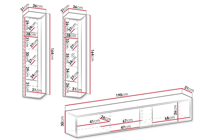 Zalricus Møbelsett for Stue - Beige - Oppbevaring - Oppbevaringsmøbler - Møbelsett til stue