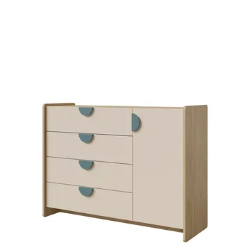 Zarek kommode 124 cm - Brun, blå og beige - Oppbevaring - Oppbevaringsmøbler - Kommode