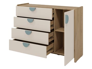 Zarek kommode 124 cm - Brun, blå og beige - Oppbevaring - Oppbevaringsmøbler - Kommode