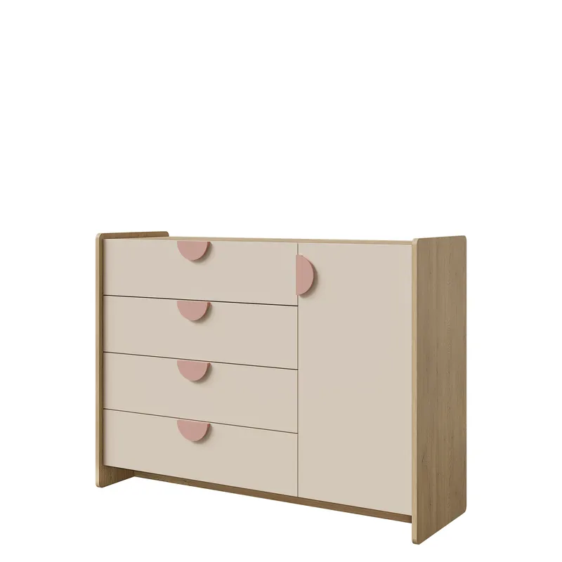 Zarek kommode 124 cm - Brun, rosa og beige - Oppbevaring - Oppbevaringsmøbler - Kommode