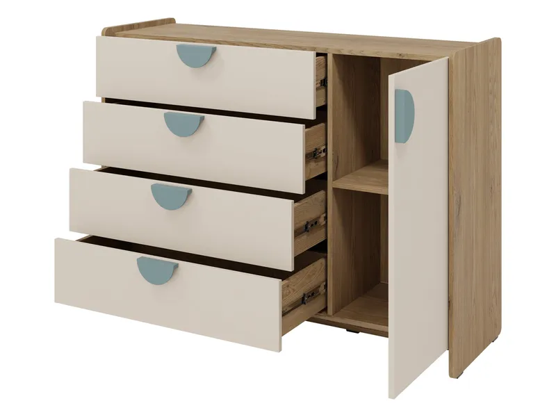 Zarek kommode 124 cm - Brun, rosa og beige - Oppbevaring - Oppbevaringsmøbler - Kommode