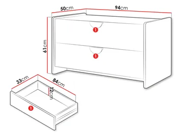 Zarek skjenk 94 cm - Brun, blå og beige - Oppbevaring - Oppbevaringsmøbler - Sideboard & skjenk