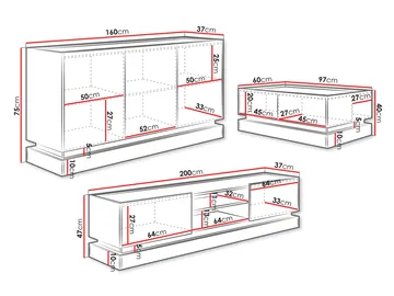 Zelric Møbelsett for stue - Svart - Oppbevaring - Oppbevaringsmøbler - Møbelsett til stue