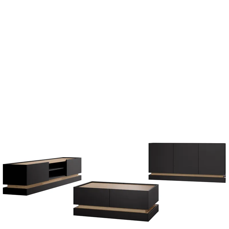 Zelric Møbelsett for stue, Svart