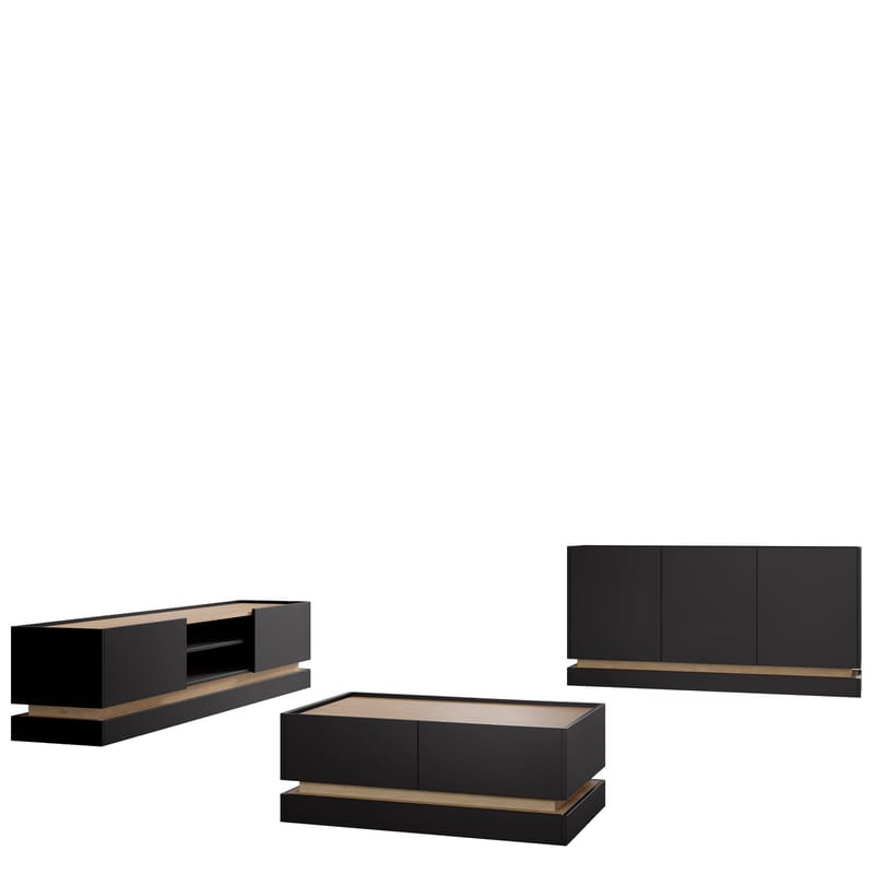 Zelric Møbelsett for stue - Svart - Oppbevaring - Oppbevaringsmøbler - Møbelsett til stue