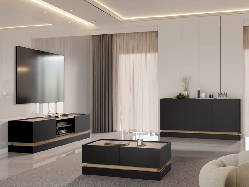 Zelric Møbelsett for stue - Svart - Oppbevaring - Oppbevaringsmøbler - Møbelsett til stue