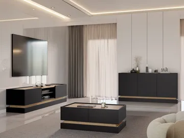 Zelric Møbelsett for stue - Svart - Oppbevaring - Oppbevaringsmøbler - Møbelsett til stue