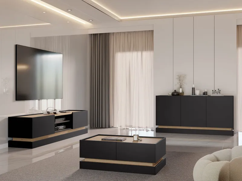 Zelric Møbelsett for stue - Svart - Oppbevaring - Oppbevaringsmøbler - Møbelsett til stue