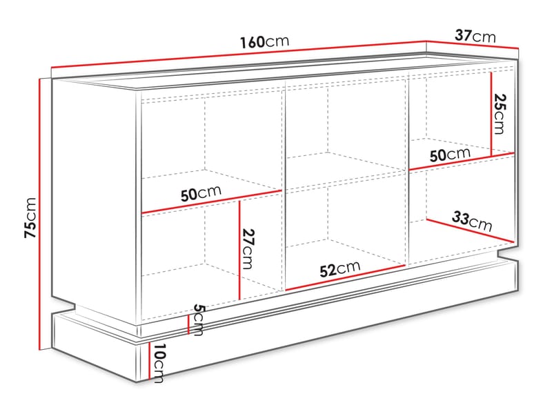 Zelric Skjenk 160x37 cm - Beige - Oppbevaring - Oppbevaringsmøbler - Sideboard & skjenk