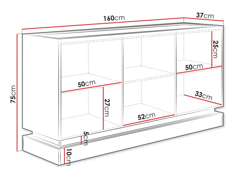 Zelric Skjenk 160x37 cm - Svart - Oppbevaring - Oppbevaringsmøbler - Sideboard & skjenk