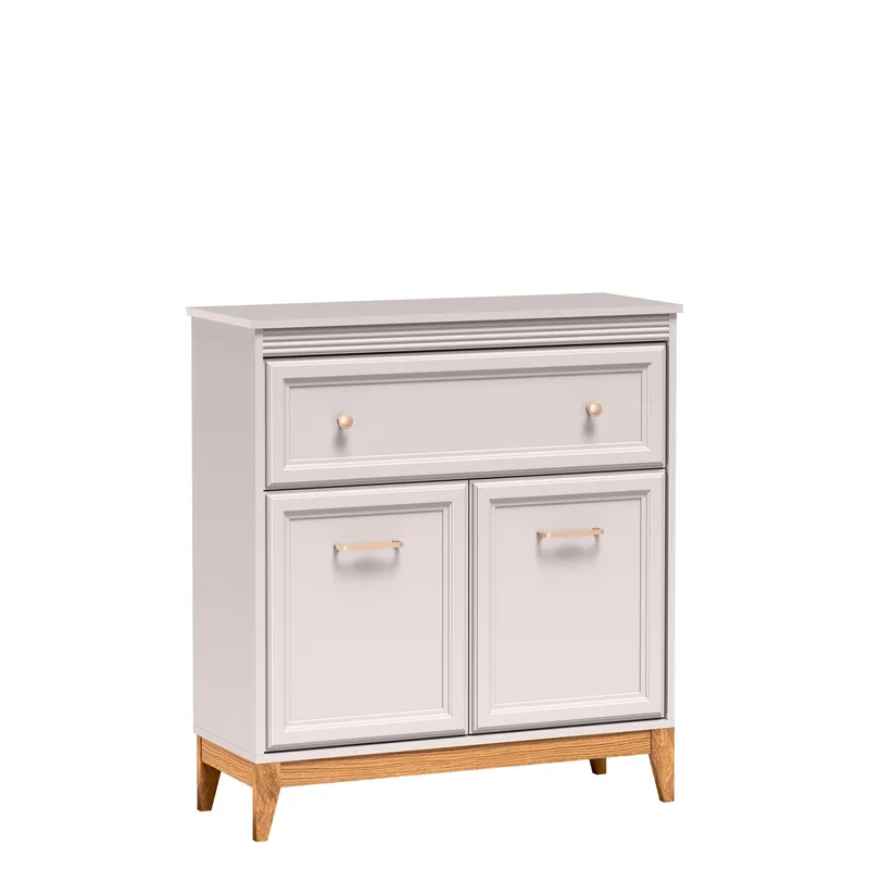 Zeylor Skjenk 92 cm - beige med ben i natureik og håndtak i gull- og kobberfarge - Oppbevaring - Oppbevaringsmøbler - Sideboard & skjenk