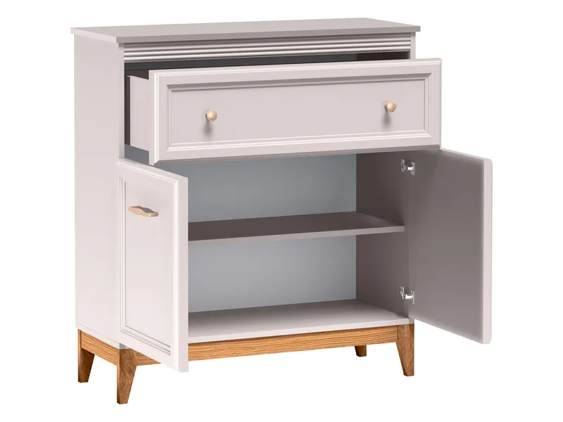 Zeylor Skjenk 92 cm - beige med ben i natureik og håndtak i gull- og kobberfarge - Oppbevaring - Oppbevaringsmøbler - Sideboard & skjenk