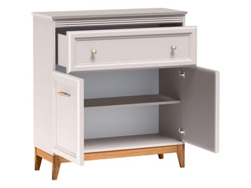 Zeylor Skjenk 92 cm - beige med ben i natureik/håndtak i gull-/kobberfarge - Oppbevaring - Oppbevaringsmøbler - Sideboard & skjenk