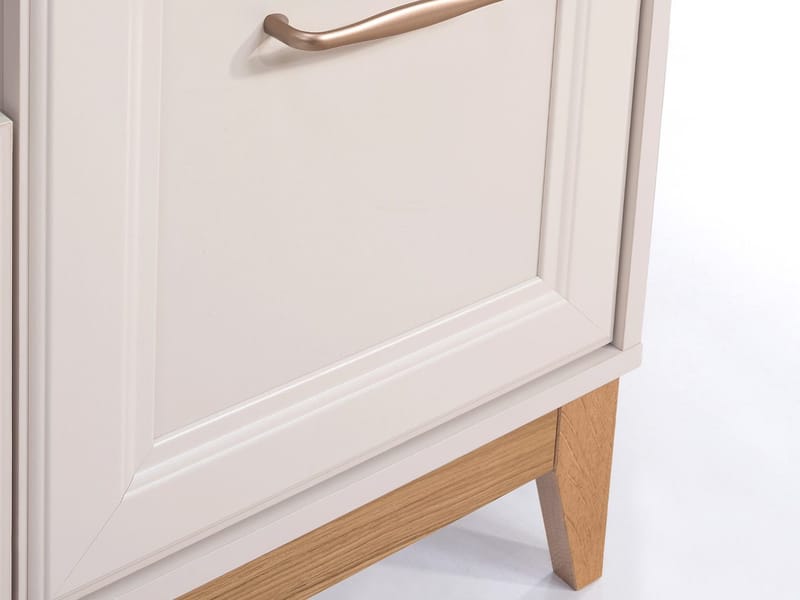 Zeylor Skjenk 92 cm - beige med ben i natureik/håndtak i gull-/kobberfarge - Oppbevaring - Oppbevaringsmøbler - Sideboard & skjenk