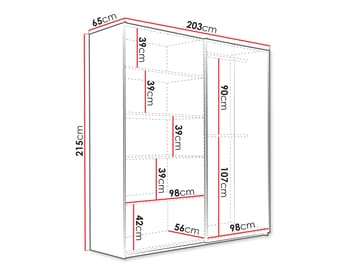 Osval Garderobeskapeskap med speil 203x215 cm - Brun/Svart - Oppbevaring - Garderober & garderobesystem