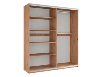 Osval Garderobeskapeskap med speil 203x215 cm - Hvit/Brun - Oppbevaring - Garderober & garderobesystem