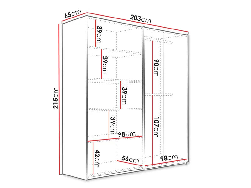 Osval Garderobeskapeskap med speil 203x215 cm - Hvit/Brun - Oppbevaring - Garderober & garderobesystem