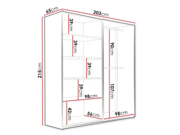 Osval Garderobeskapeskap med speil 203x215 cm - Hvit/Brun - Oppbevaring - Garderober & garderobesystem