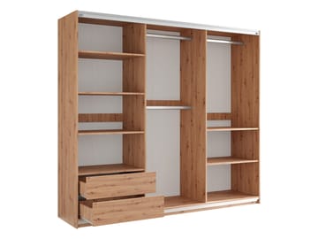 Osval Garderobeskapeskap med speil 250x215 cm - Brun/Svart - Oppbevaring - Garderober & garderobesystem