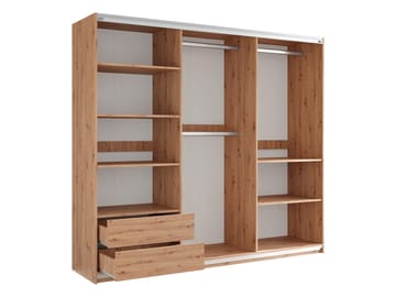 Osval Garderobeskapeskap med speil 250x215 cm - Brun/Svart - Oppbevaring - Garderober & garderobesystem