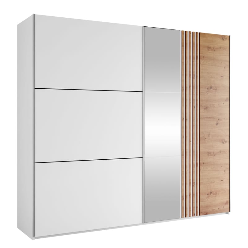 Osval Garderobeskapeskap med speil 250x215 cm, Hvit/Brun