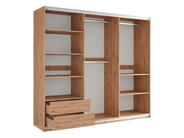 Osval Garderobeskapeskap med speil 250x215 cm - Hvit/Brun - Oppbevaring - Garderober & garderobesystem