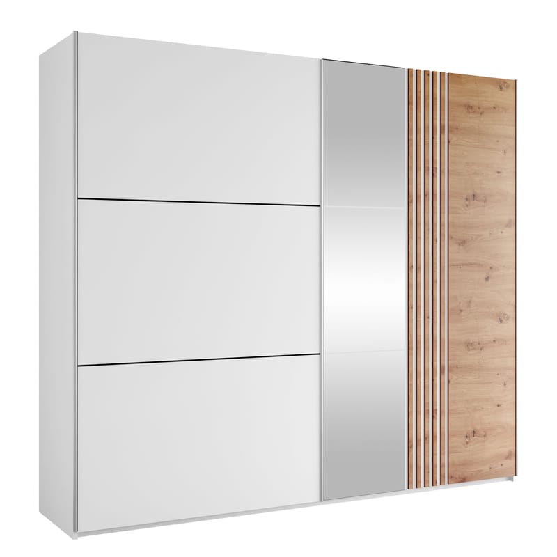 Osval Garderobeskapeskap med speil 250x215 cm, Hvit/Brun