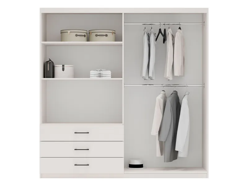 Pekin Garderobeskap med Speil og Oppbevaring 215 cm i Tre - Beige - Oppbevaring - Garderober & garderobesystem