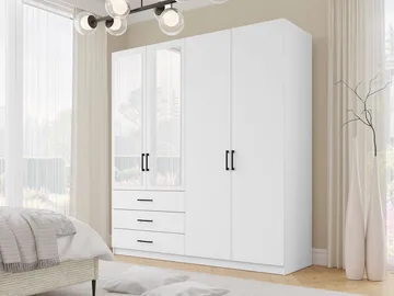 Pekin Garderobeskap med Speil og Oppbevaring 215 cm i Tre - Hvit - Oppbevaring - Garderober & garderobesystem